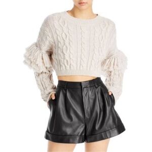 Alice + Olivia Kala Cropped Cable Knit Pullover